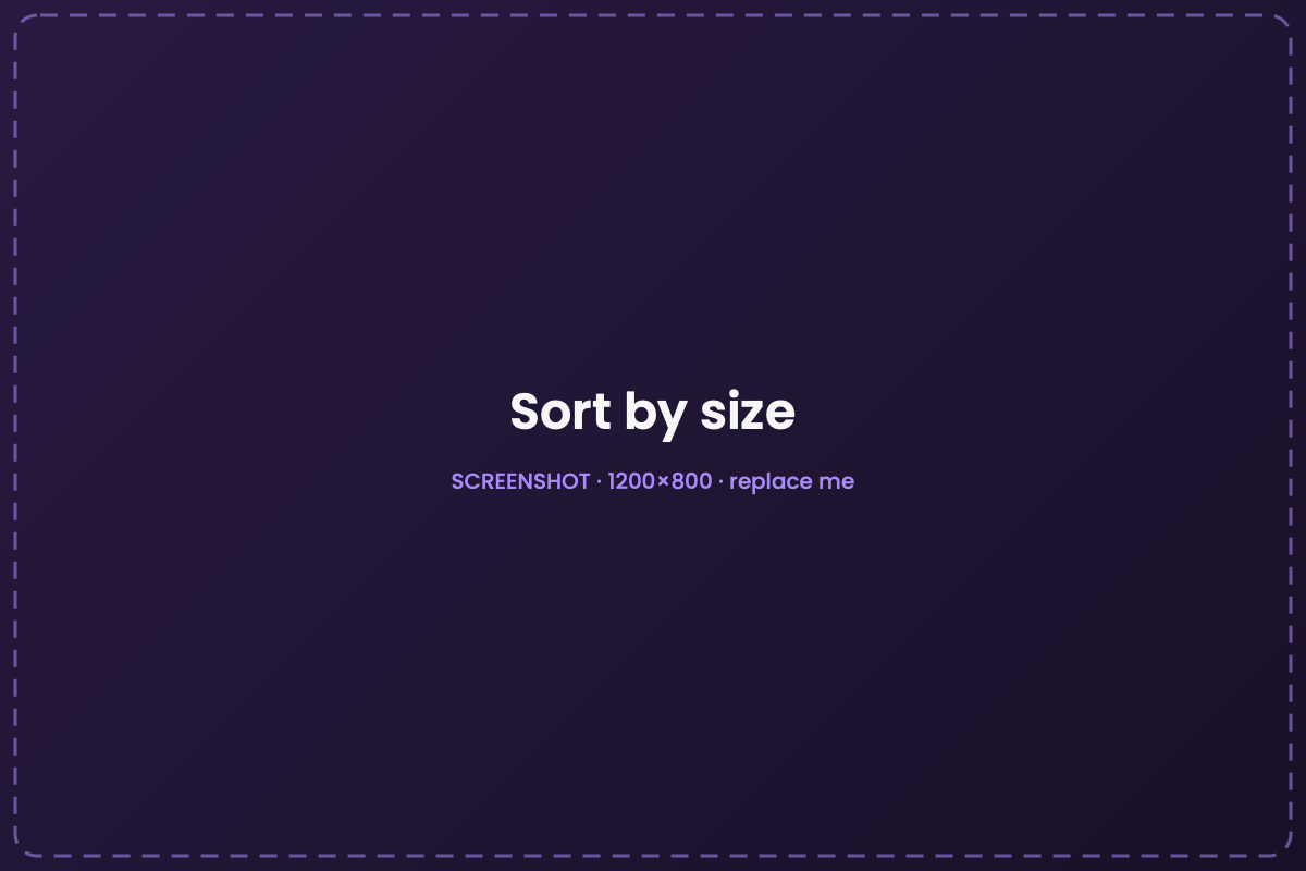 Sort by size, up or down.